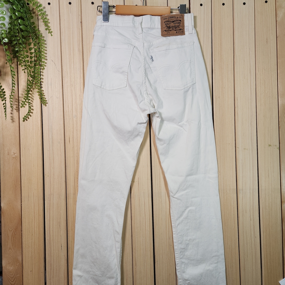 Levis 475, 70s Vintage Jeans. Made In Italy. Rare 1973. White Denim Pants